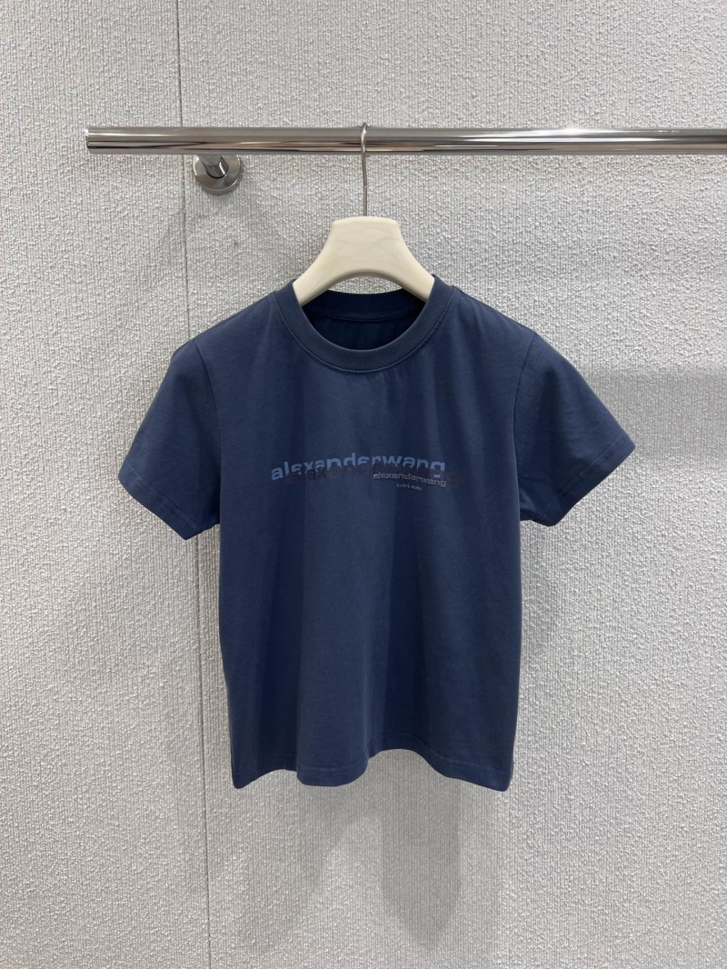 Alexander Wang 25SS Spring Summer Blue Letter Crew Neck T-Shirt - Exclusive Luxe Edition
