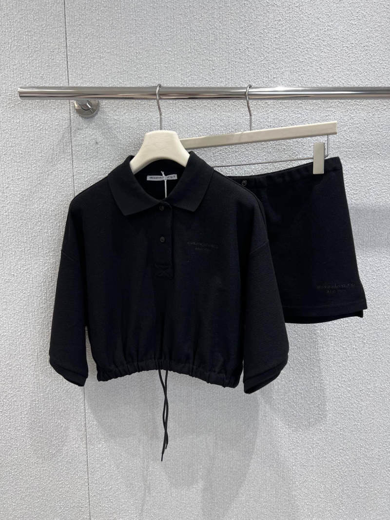 Alexander Wang 25SS Pique Cotton Polo and Skirt Set - Black Exclusive