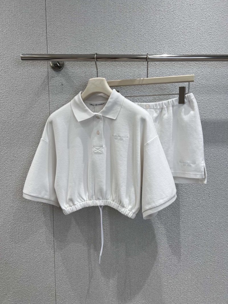 Alexander Wang 25SS Spring Summer Polo Set - White Pique Cotton & Embroidered Logo