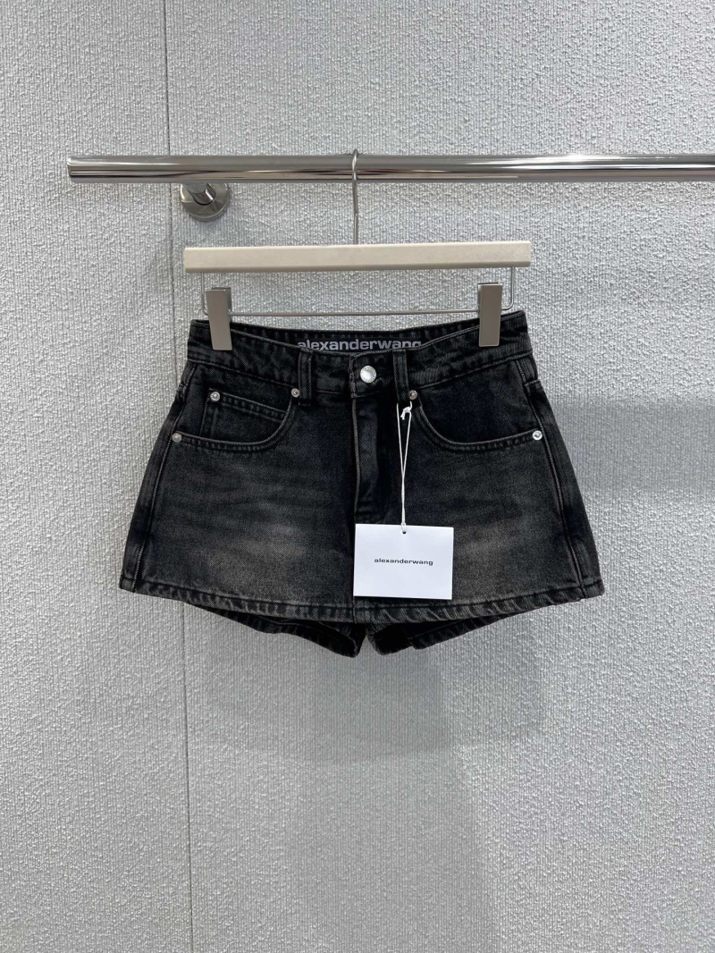 Alexander Wang 25SS Black Denim Skirt with Leather Patch - Exclusive & Chic