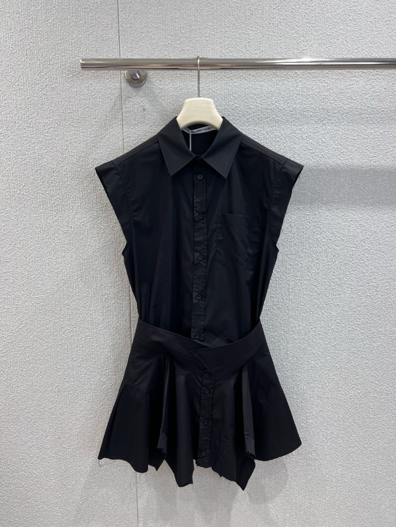 Alexander Wang Early Fall 2025 Irregular Patchwork Cotton Poplin Shirt Dress - Black Luxe Exclusive