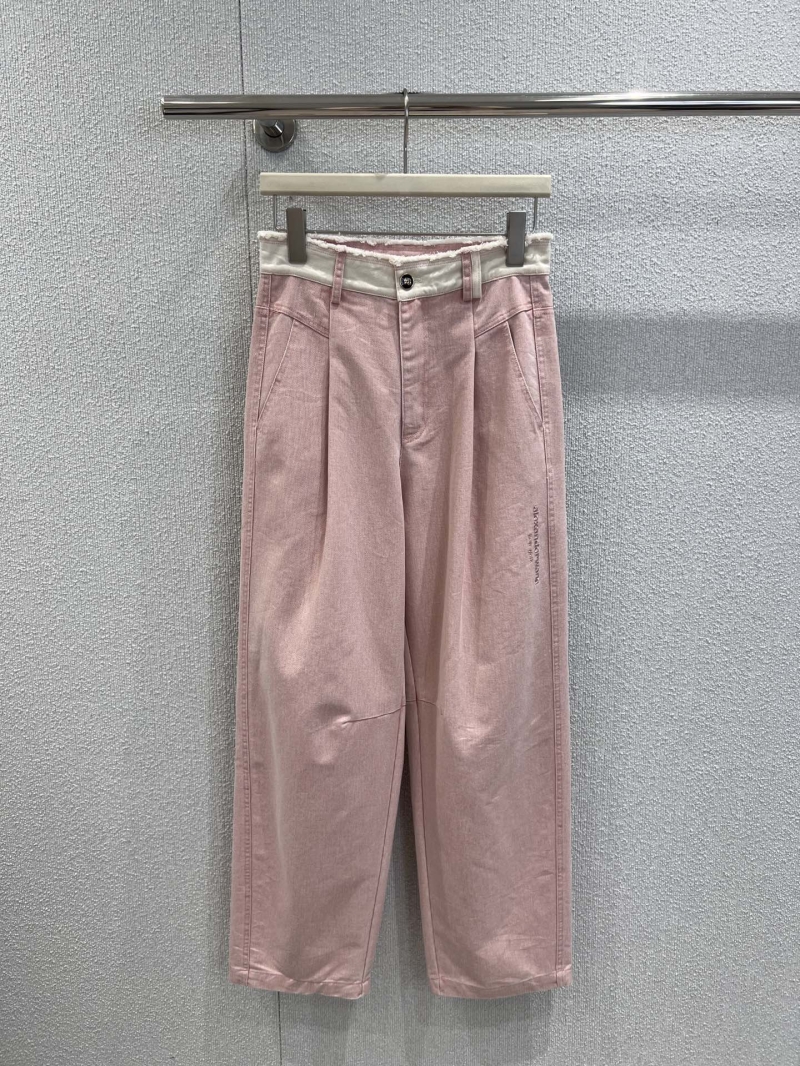 Alexander Wang Light Pink Distressed High-Waisted Wide-Leg Jeans | 25FW Exclusive