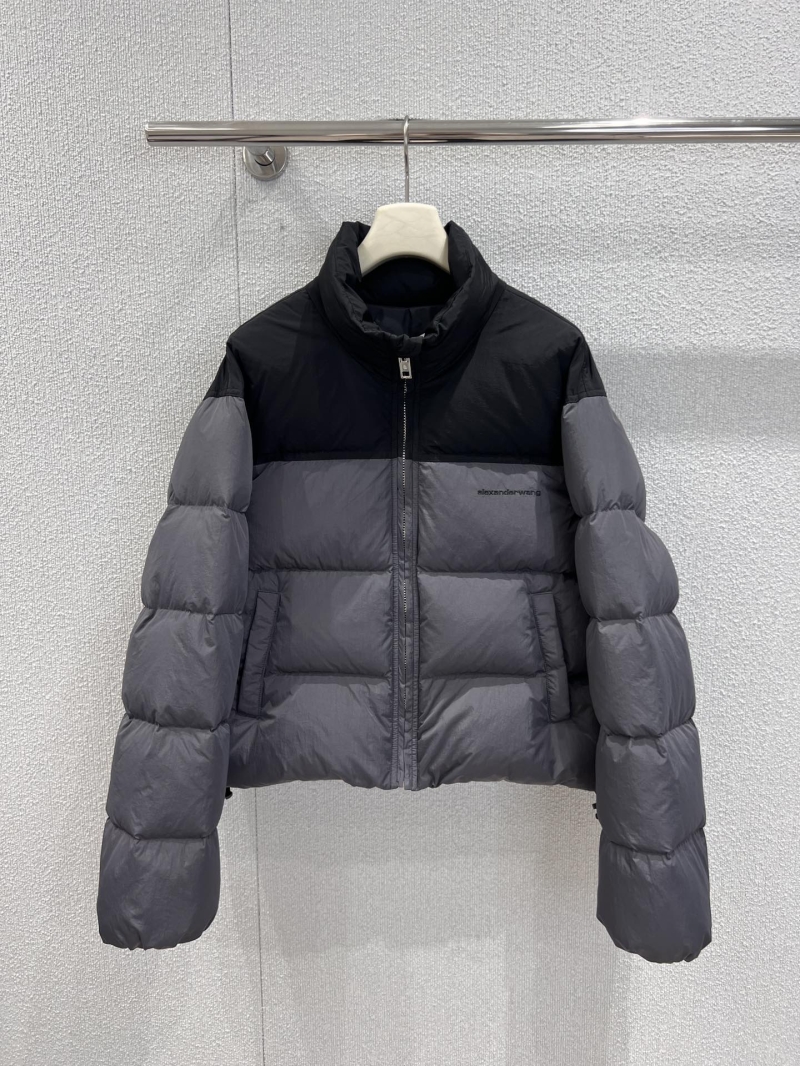 Alexander Wang Quilted Color-Block Puffer Jacket | Black & Charcoal | Featherlight Water-Resistant Nylon