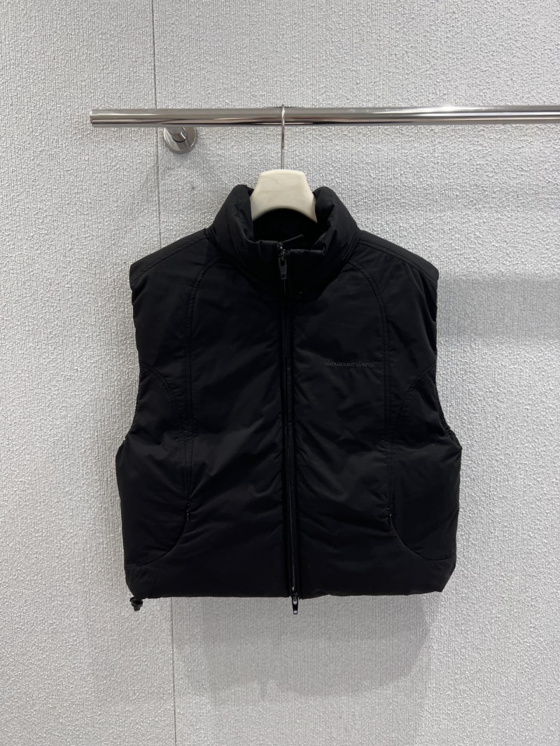 Alexander Wang Black Puffer Vest | High Collar Sleeveless Gilet | Imported 90% White Duck Down | Adjustable Hem