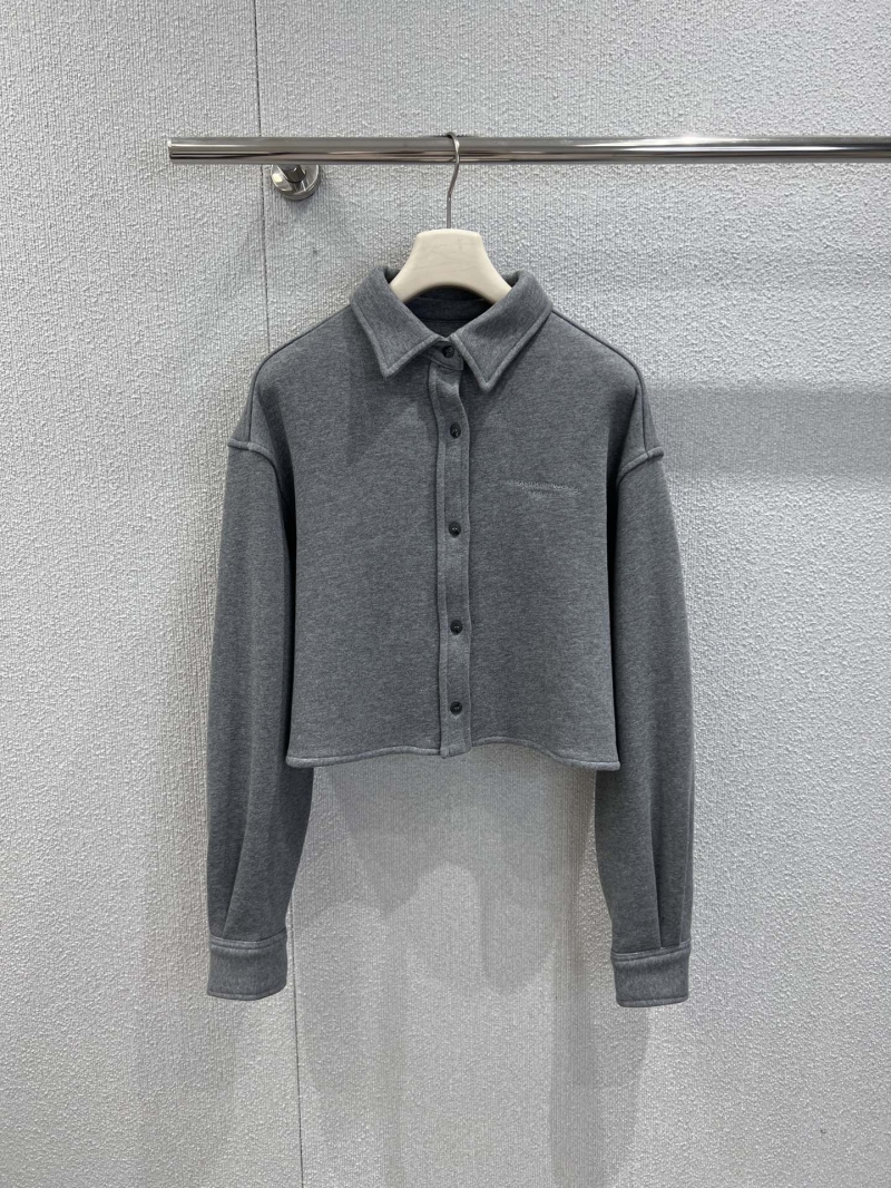 Alexander Wang Cropped Knit Shacket in Charcoal Gray | Sporty Luxe, Raw Hem Finish