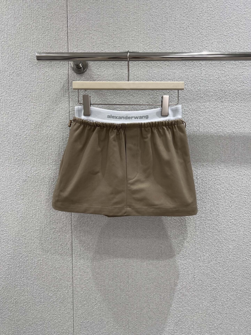 Alexander Wang Logo Elastic Waist A-Line Mini Skirt in Khaki