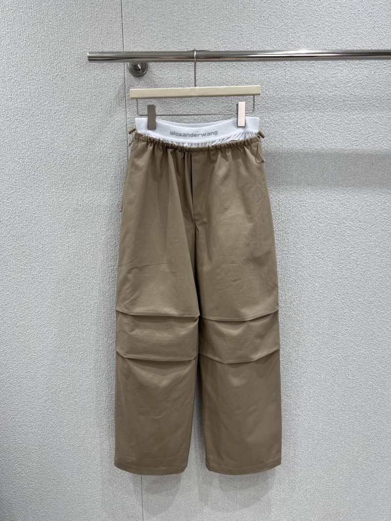 Alexander Wang Contrast Patchwork Utility Wide-Leg Pants in Light Khaki