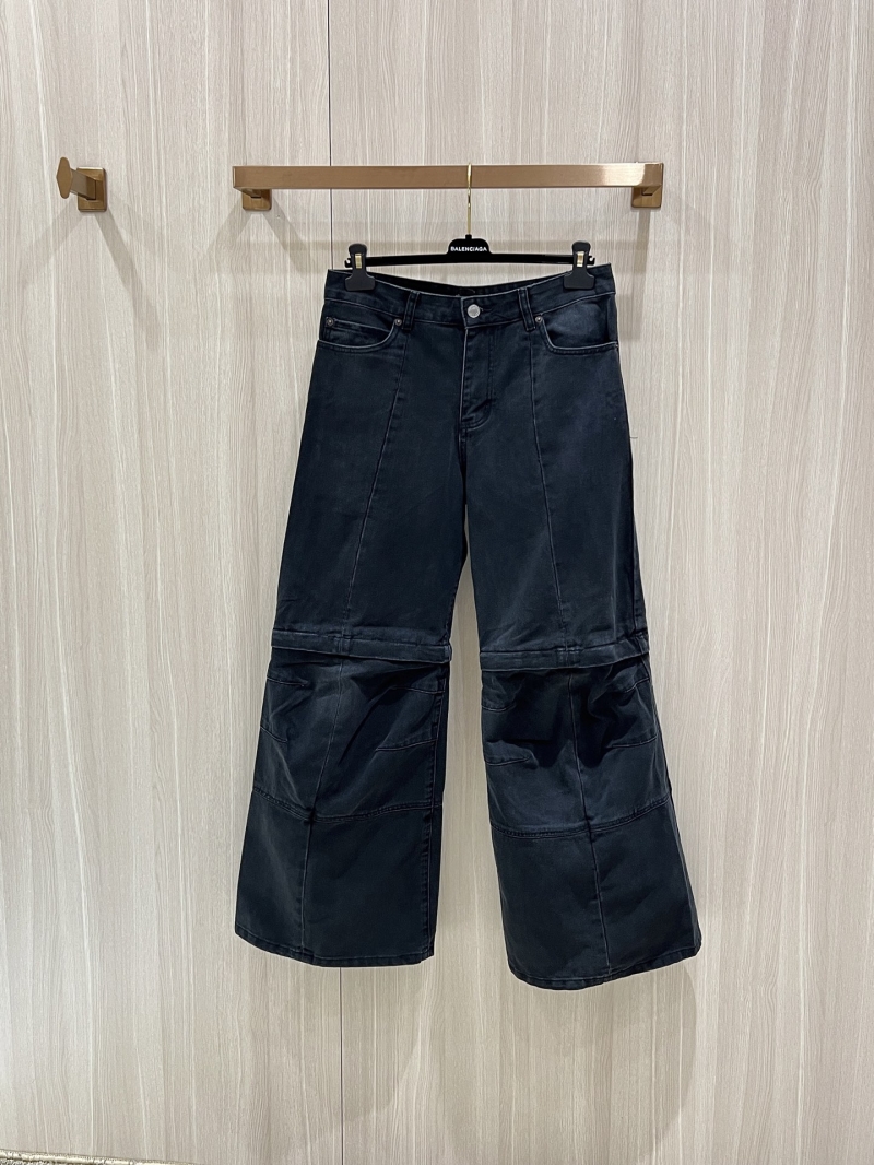 Balenciaga 25SS Flared Cargo Detachable Denim Pants - Exclusive Distressed Style