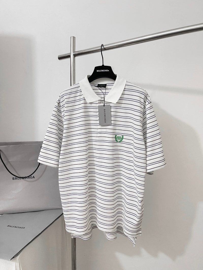 Balenciaga Unisex Striped Short-Sleeve Polo Shirt - Luxe Gradient Design
