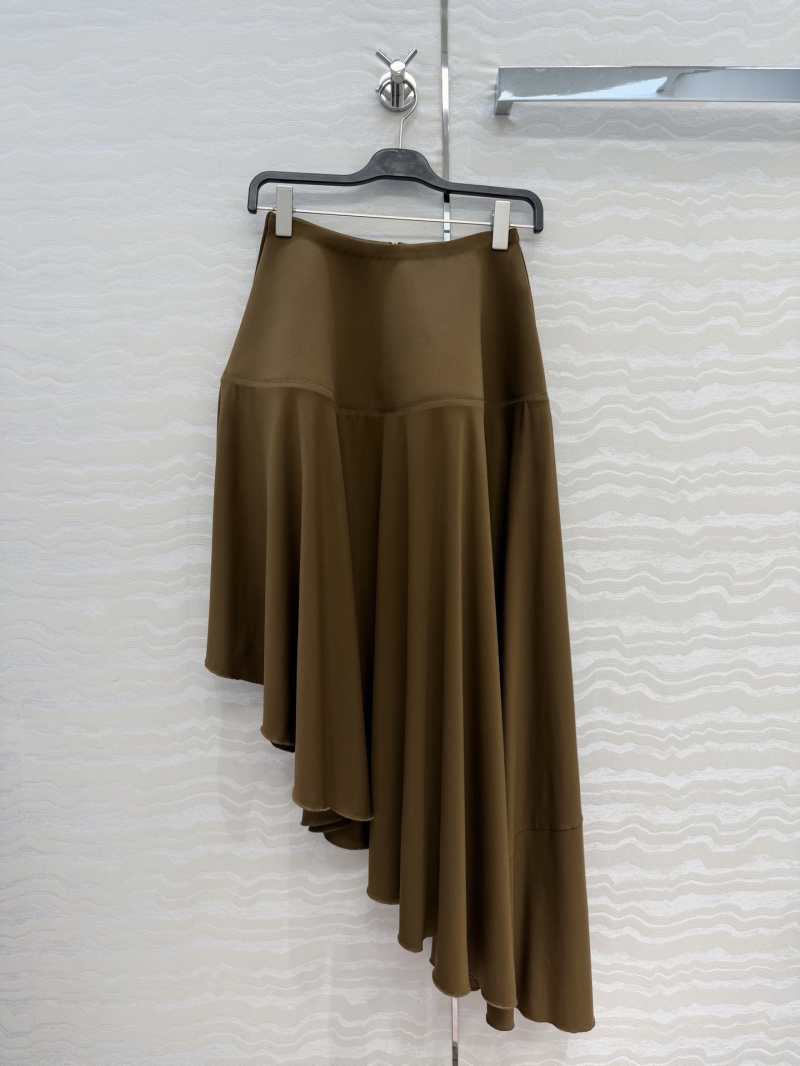 Balenciaga Lycra-Cotton Blend Sculptural Asymmetrical Skirt in Deep Olive