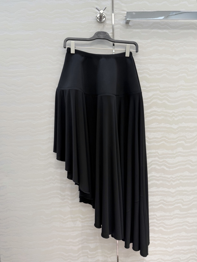 Balenciaga Lycra-Cotton Asymmetrical Sculptural Minimalist Midi Skirt in Black
