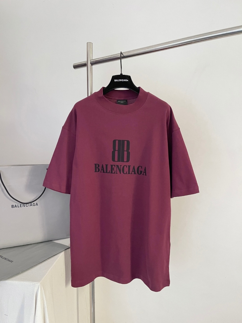 Balenciaga Oversized BB Monogram Cotton T-Shirt in Burgundy