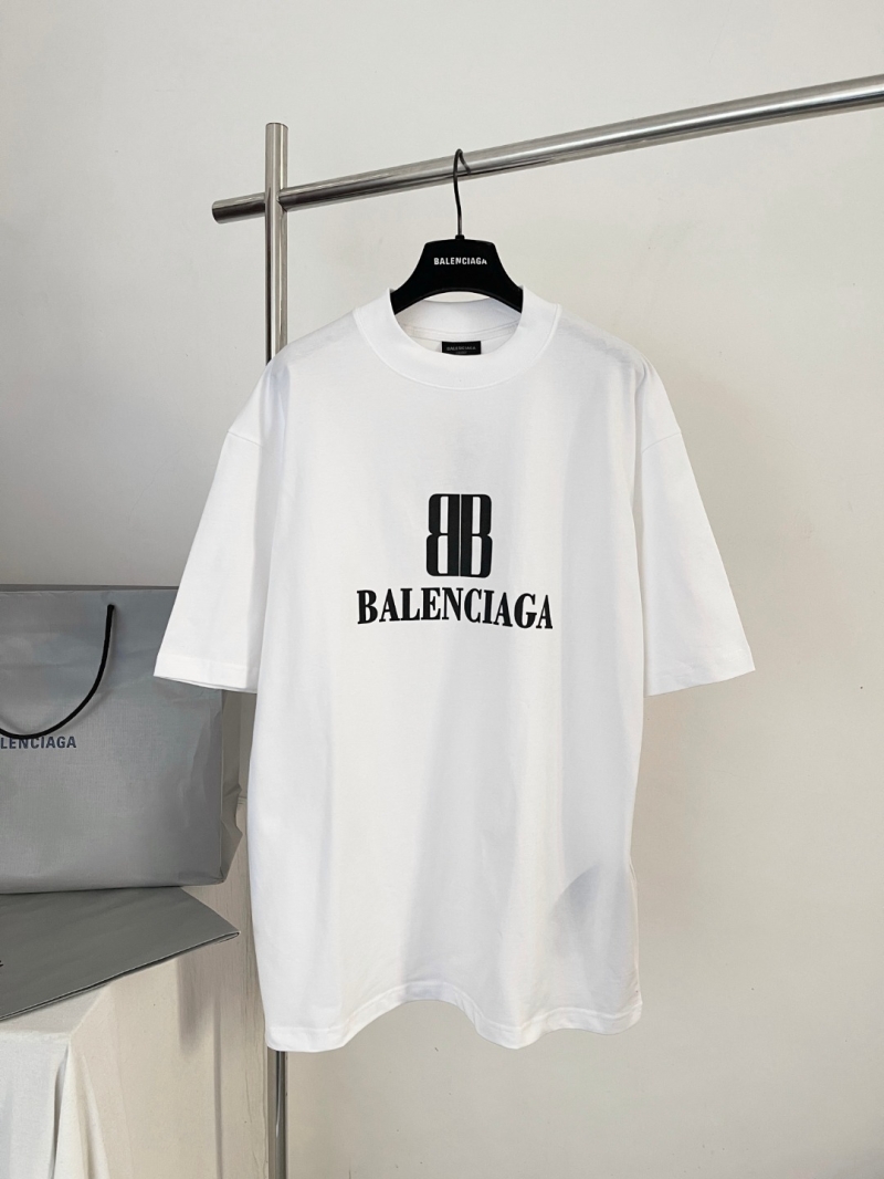 Balenciaga BB Logo Print Oversized T-Shirt in White