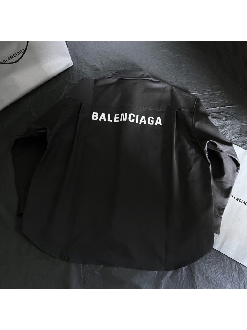 Balenciaga Unisex Back Logo Oversized Cotton Shirt in Black