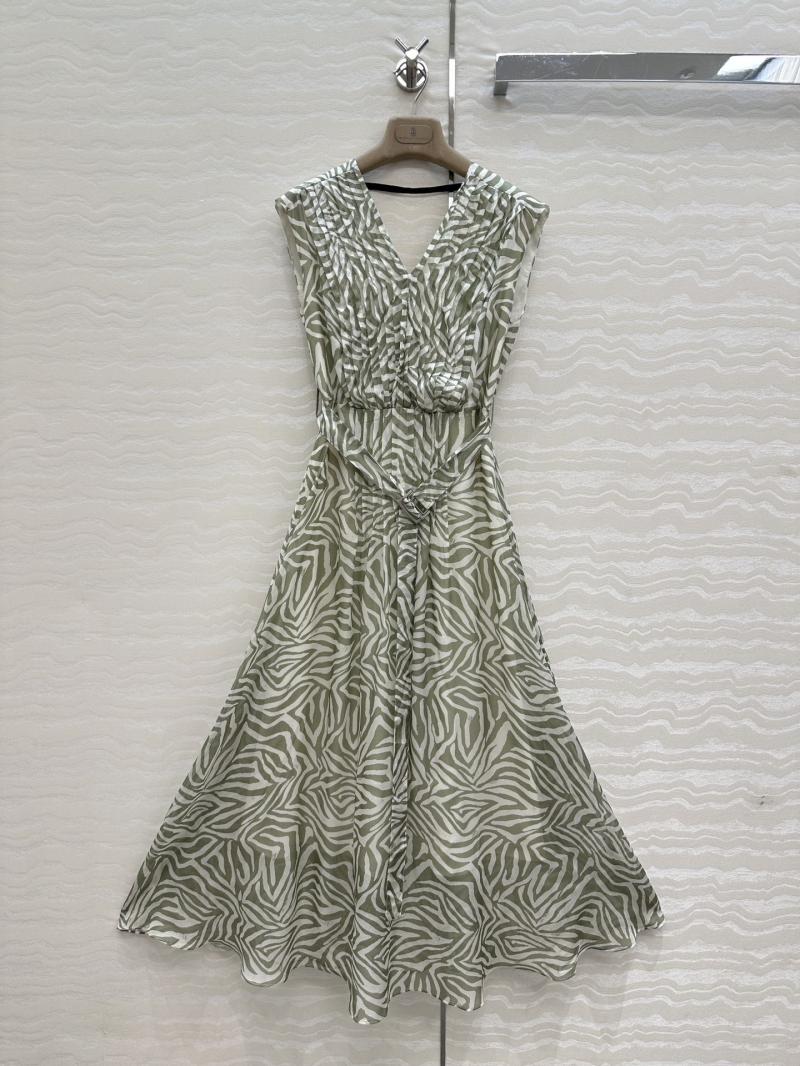 Brunello Cucinelli Luxe Silk V-Neck Resort Dress - Elegant Old Money Style