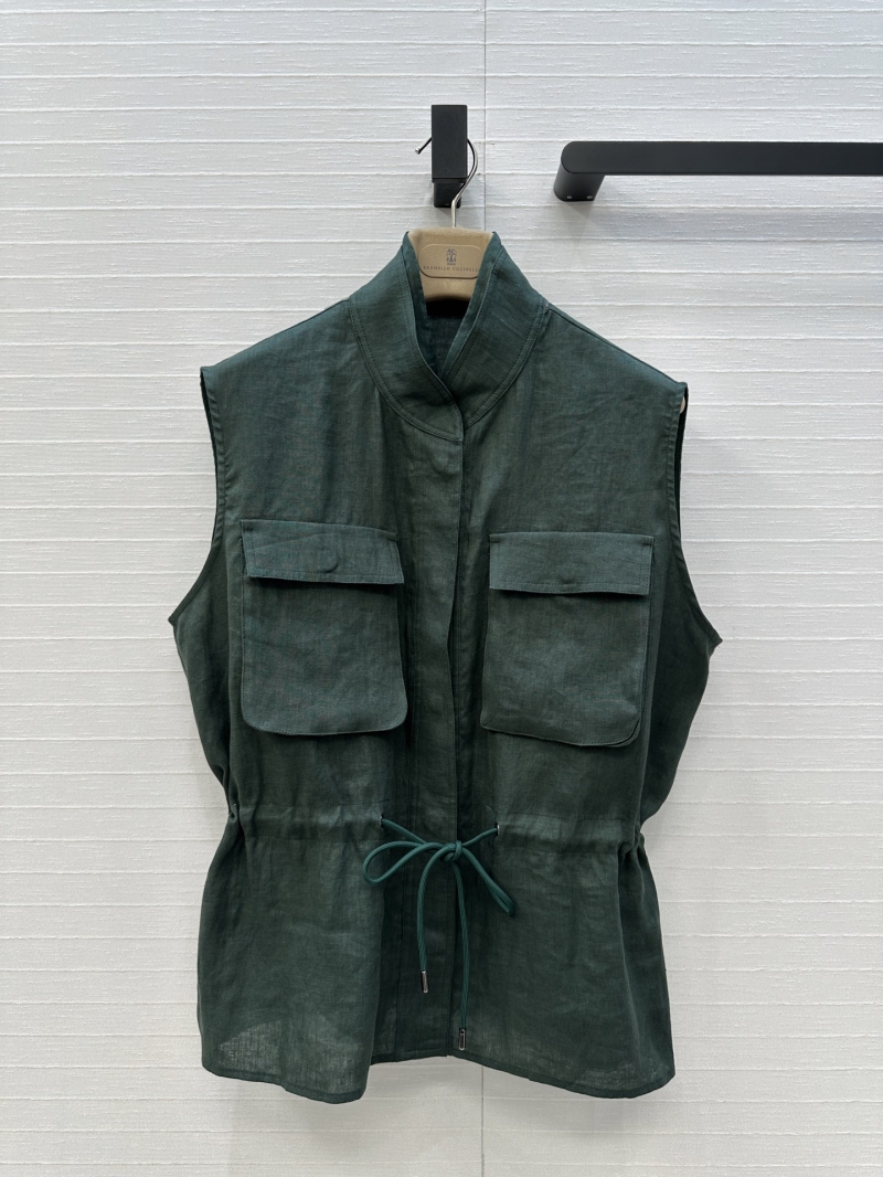 Brunello Cucinelli Linen Workwear Vest Jacket - Luxe Old Money Style