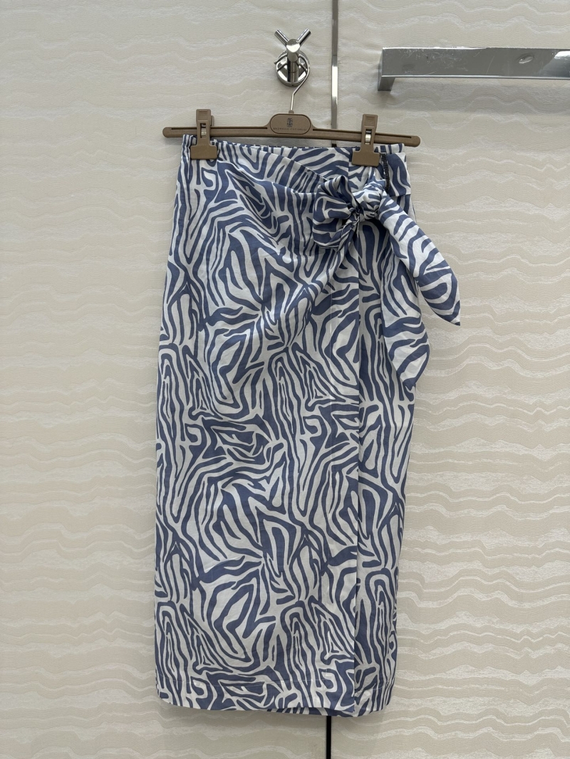 Brunello Cucinelli Exclusive Zebra Print Silk-Cotton Wrap Skirt - Luxe Italian Summer Elegance