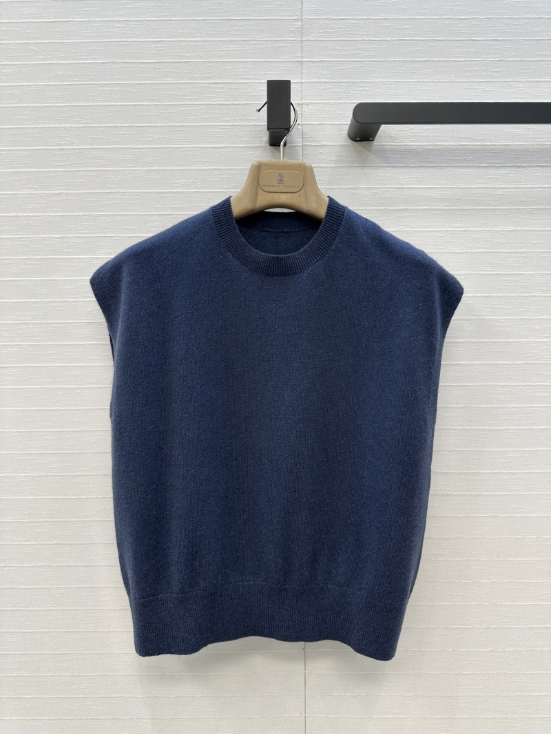 Brunello Cucinelli Exclusive High-Intelligence Cashmere Knit Vest in Navy Blue