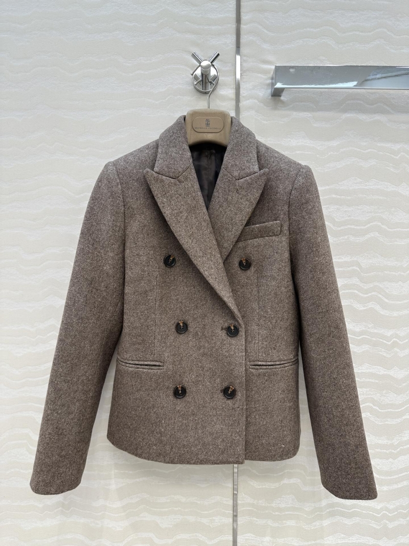 Brunello Cucinelli Exclusive Luxe Wool Twill Blazer - Short Double-Breasted Jacket