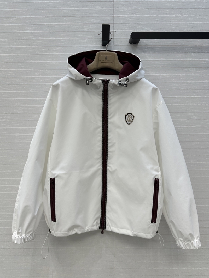Brunello Cucinelli Exclusive Tennis Capsule Collection Logo-Embellished Nylon Windbreaker Jacket in White & Purple