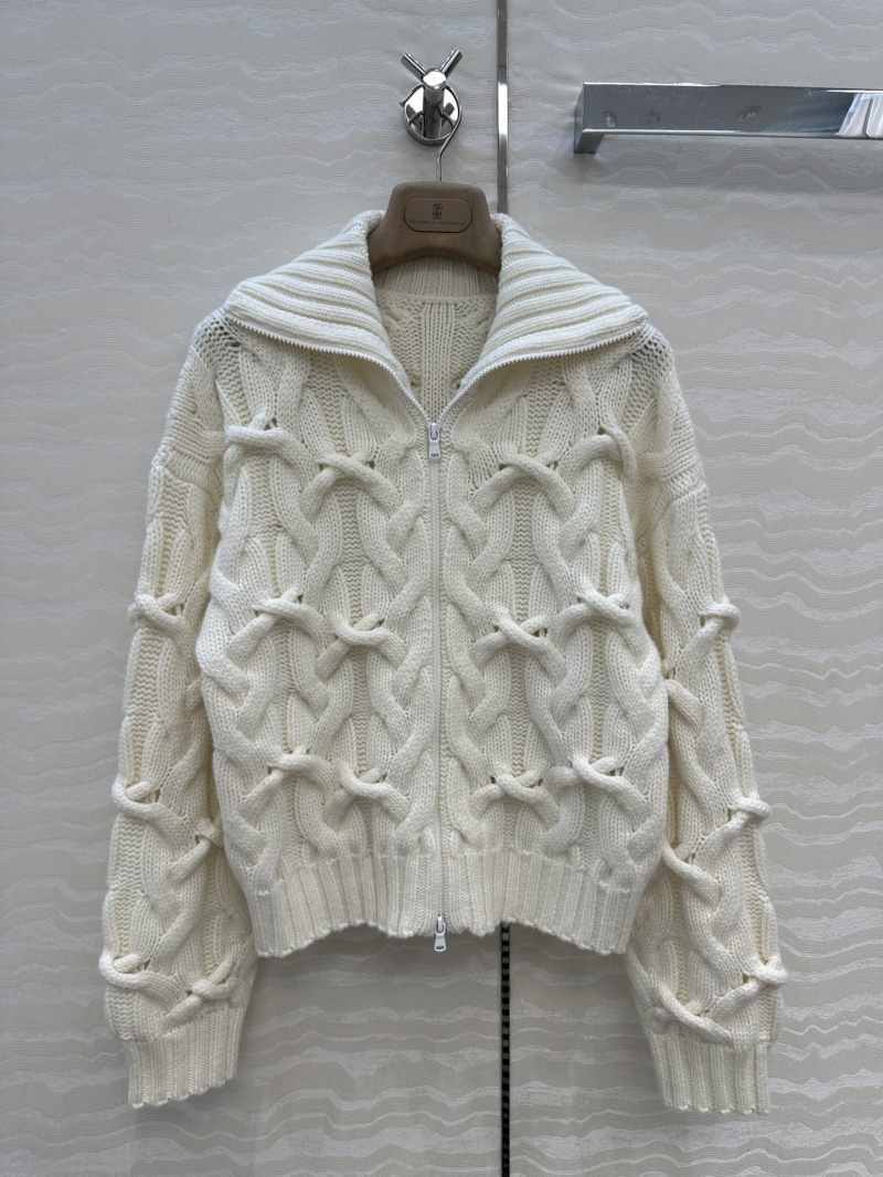 Brunello Cucinelli Exclusive Luxe Hand-Crocheted Cashmere Coat with Double Zipper