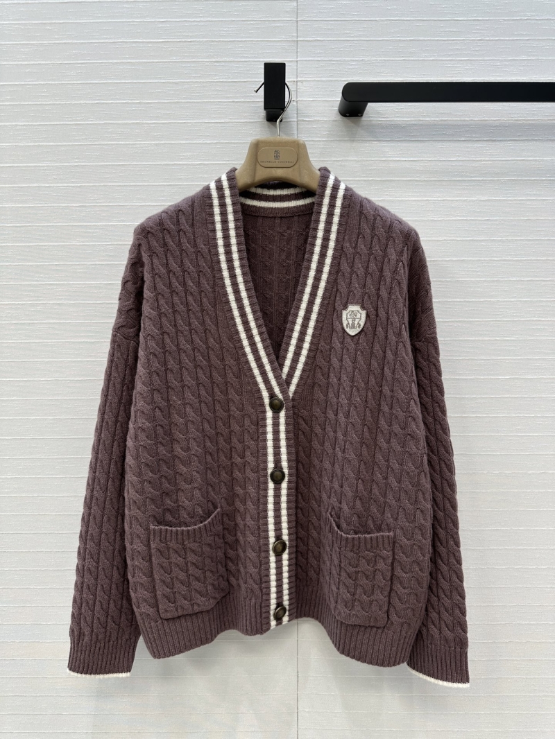 Brunello Cucinelli V-Neck Embellished Cashmere Sweater