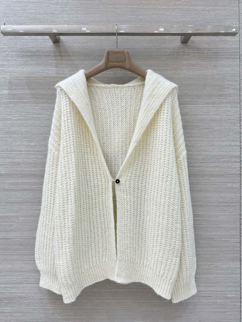 Brunello Cucinelli Limited Edition Old Money Cardigan, AW25 Mohair-Wool Knit Open-Front Hooded Jacket in Cream