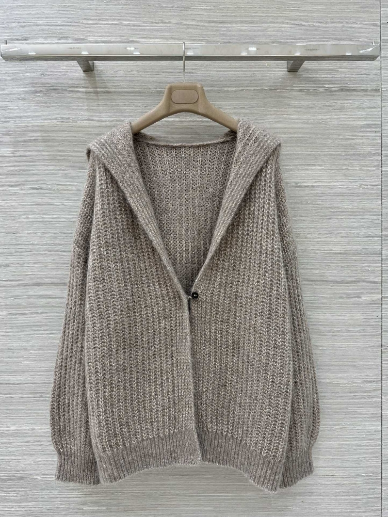 Brunello Cucinelli Limited Edition Cashmere Mohair Knit Cardigan in Taupe