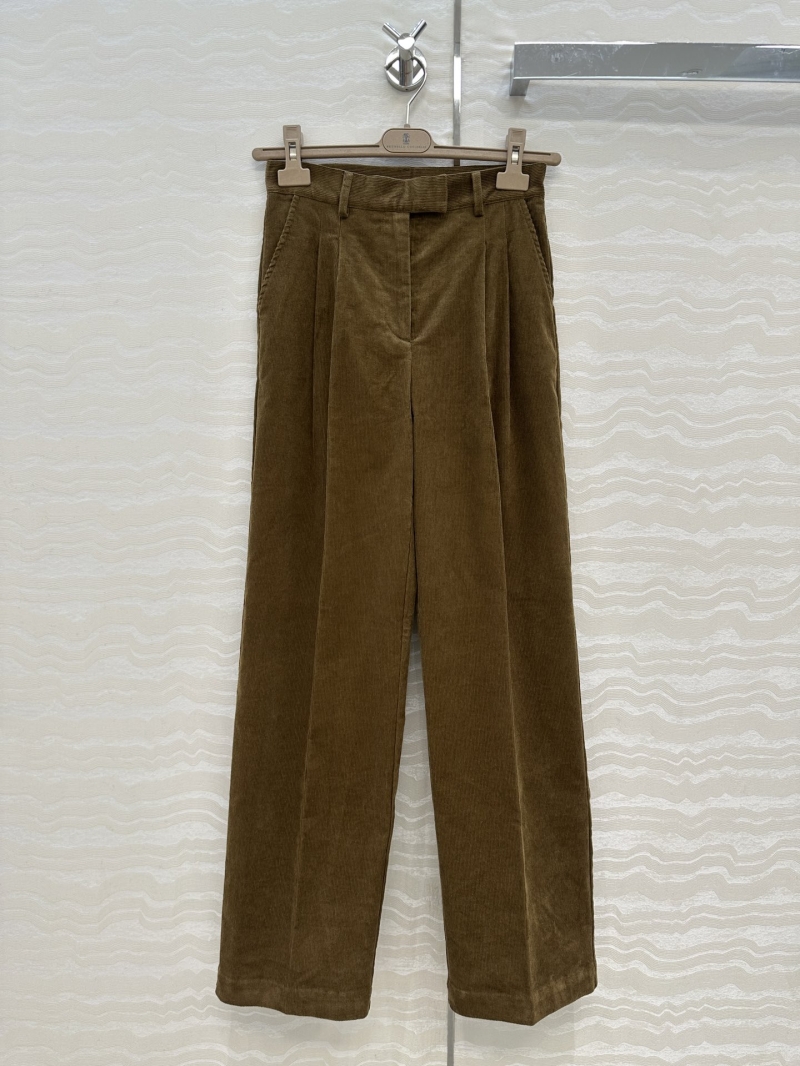 Brunello Cucinelli Caramel Brown Narrow-Wale Corduroy Straight-Leg Trousers | Minimalist Luxury, 3D Tailored Fit