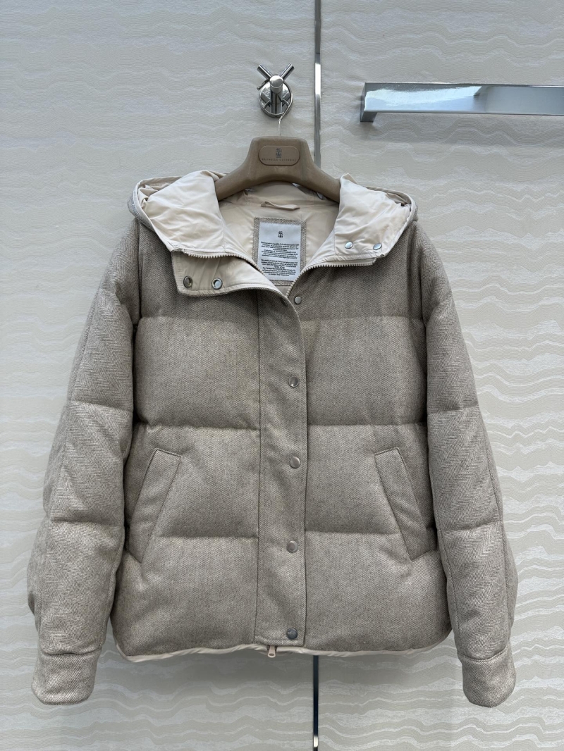 Brunello Cucinelli BC Luxury Wool Puffer Coat with 90% White Goose Down, Old Money Style, H-Silhouette