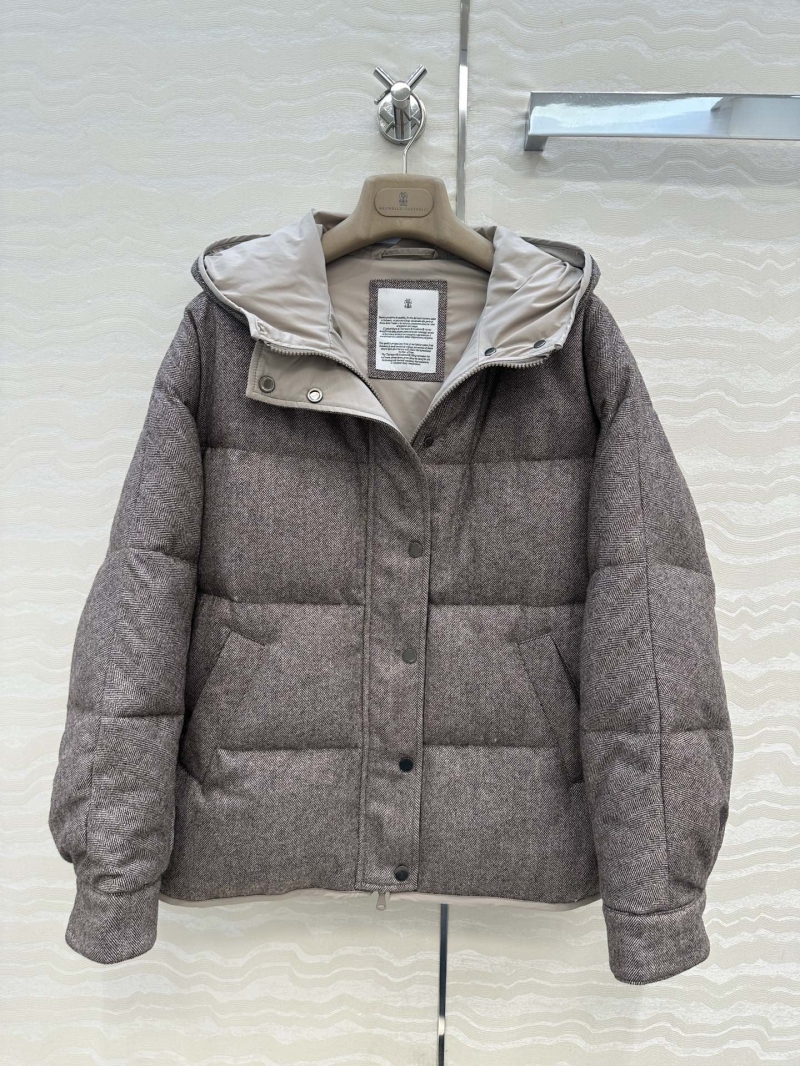 Brunello Cucinelli Wool-Blend Goose Down Puffer Coat | Fishbone Weave | Old Money Style