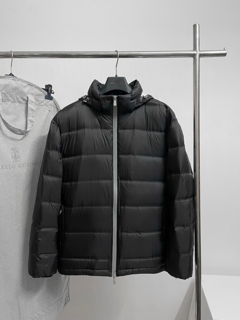 Brunello Cucinelli Hooded Goose Down Puffer Jacket - Black, Featherlight Luxury, Windproof & Water-Resistant