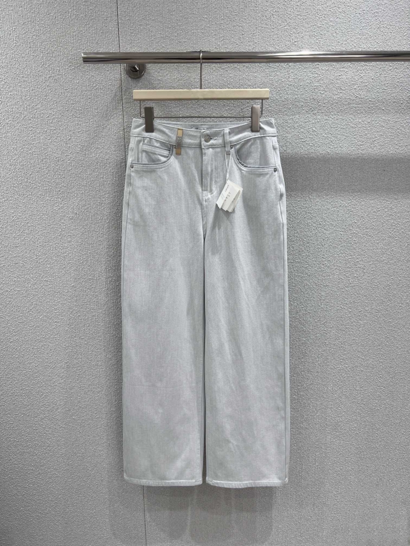 Brunello Cucinelli High-Waist Wide-Leg Denim Jeans in Cloud-Soft Light Blue
