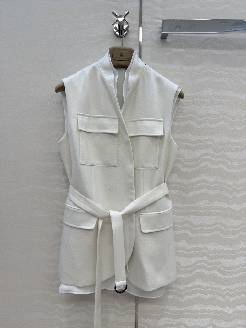 Brunello Cucinelli Fine-Spun Wool and Gold Silk Two-Piece Tailored Vest Set