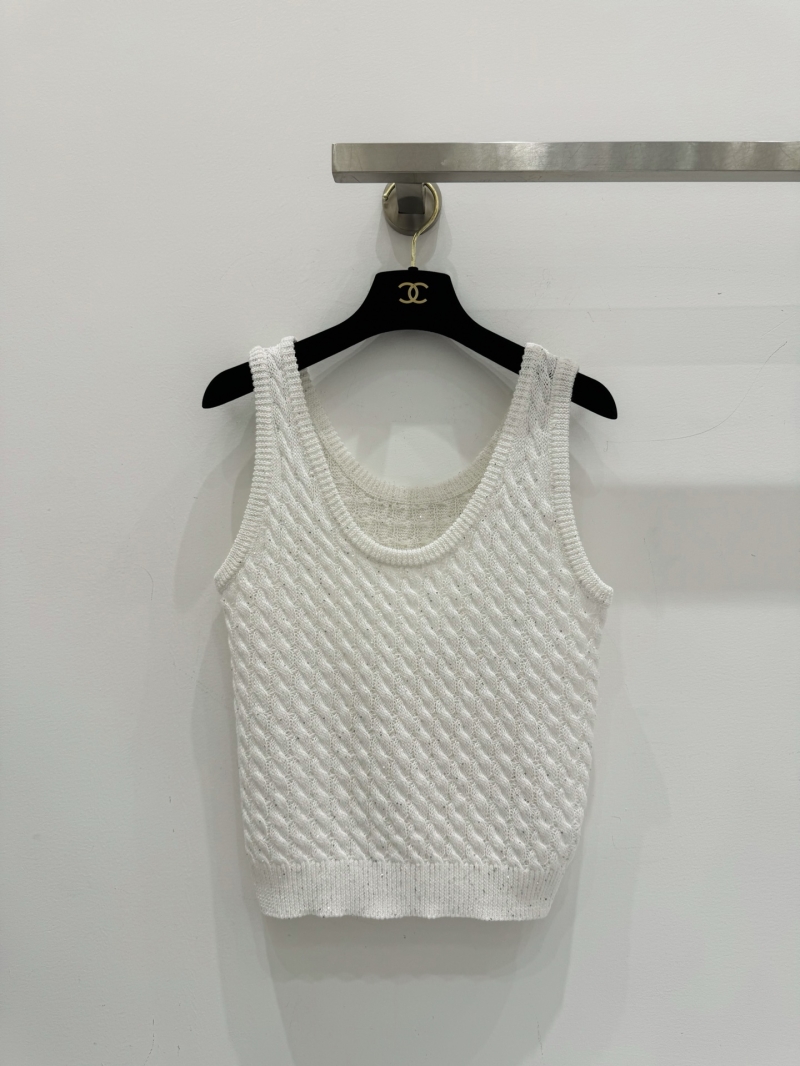 Brunello Cucinelli Cable-Knit Sequin Linen-Cotton Vest in White