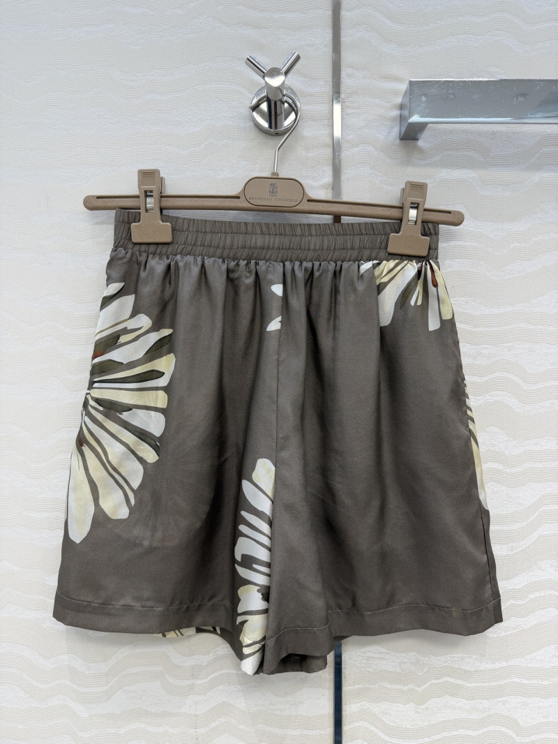 Brunello Cucinelli 100% Mulberry Silk Floral Print Resort Shorts