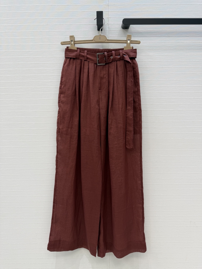 Brunello Cucinelli Ramie Linen Wide-Leg Trousers - Old Money Resort Style