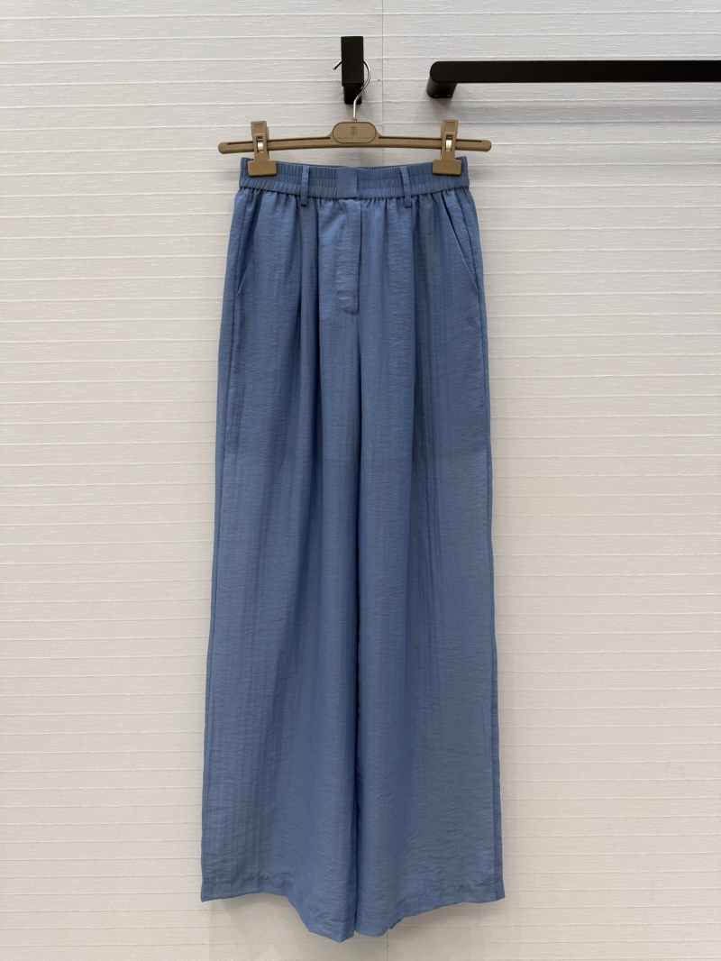 Brunello Cucinelli Silk-Cotton Blend Wide-Leg Trousers in Old Money Aesthetic