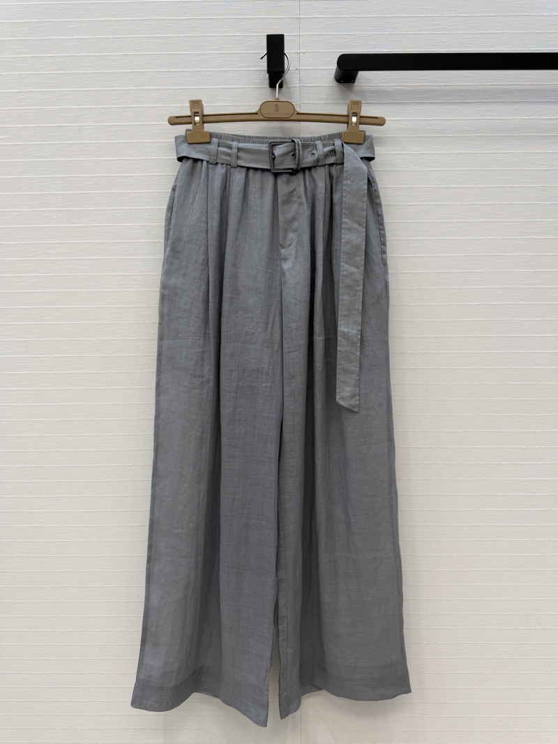 Brunello Cucinelli Ramie Wide-Leg Trousers - Old Money Resort Wear