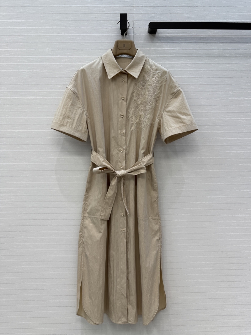 Brunello Cucinelli Cotton-Blend Sequin-Embellished Shirt Dress