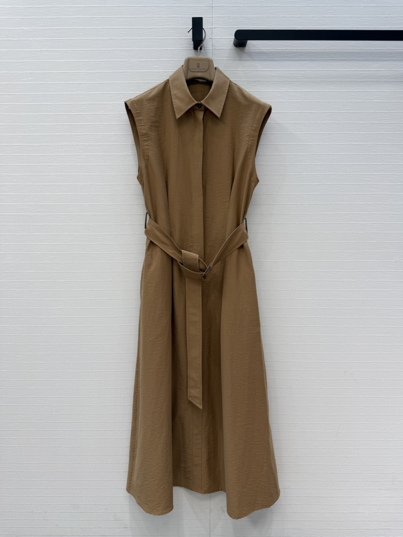 Brunello Cucinelli Custom Twill Cotton Monili Chain Shirt Dress