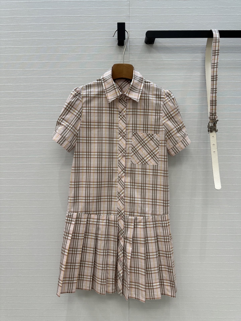 Burberry Pink Vintage Check Puff Sleeve Dress - Elegant & Chic