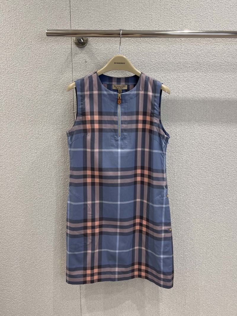 Burberry Spring/Summer Check-Pattern Sleeveless Vest Dress in Light Blue - Luxe Elegance