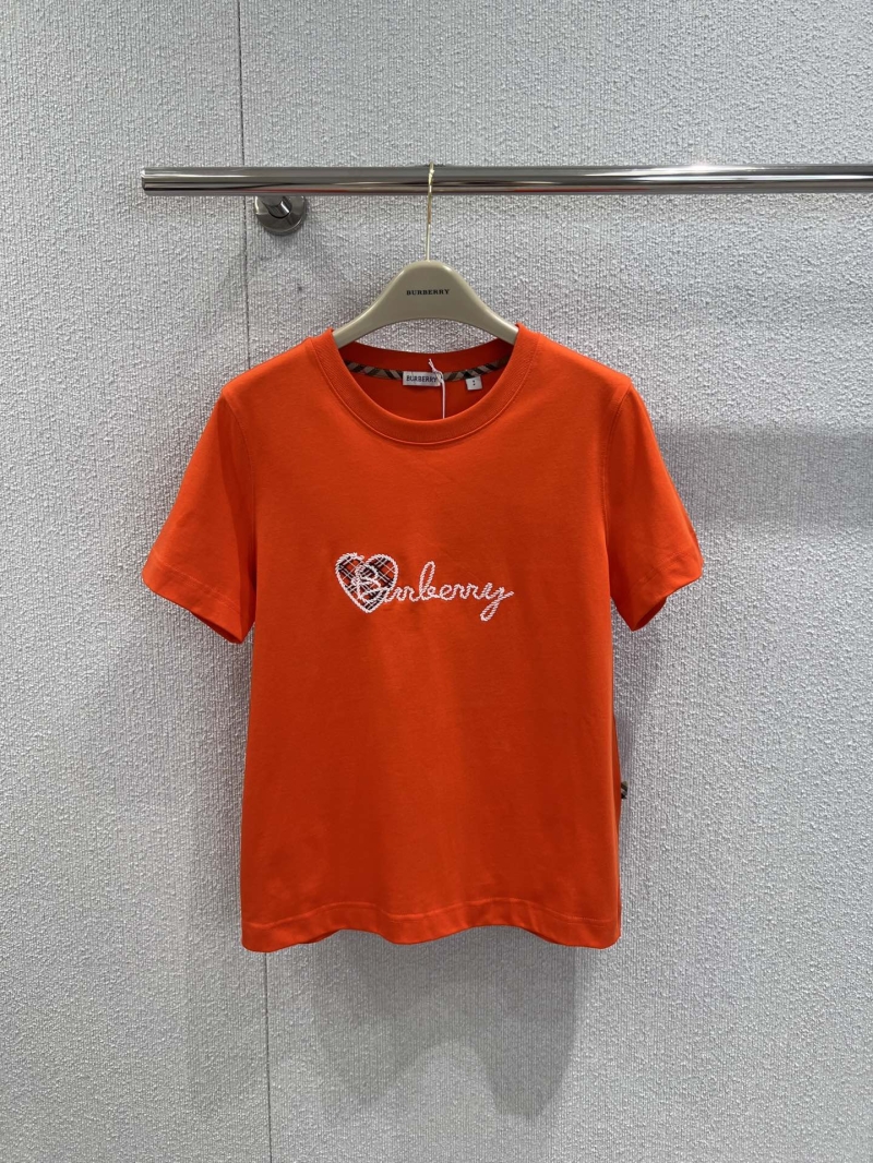 Burberry Spring/Summer Check Heart Embroidered T-Shirt Red