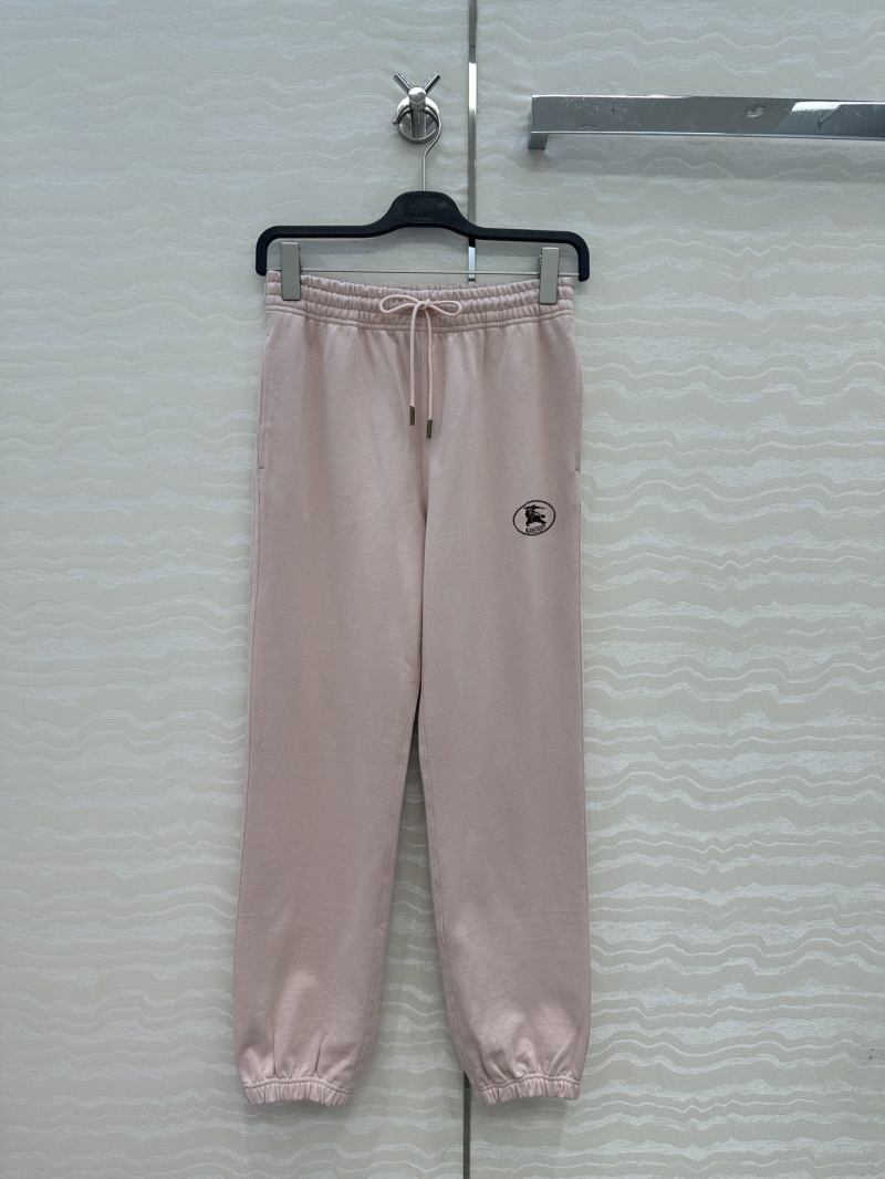 Burberry Casual Pants with Embroidered Warhorse in Pink - Luxe Cotton & Stylish Design