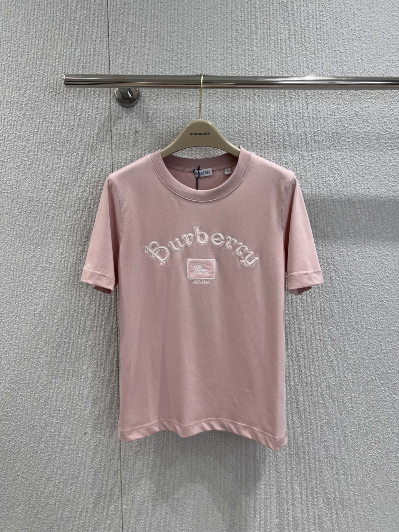 Burberry 25FW Early Autumn Embroidered Equestrian Knight Round Neck Short-Sleeve T-Shirt in Light Pink