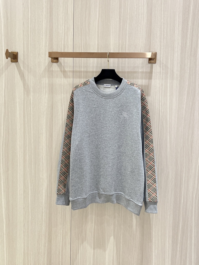 Burberry Ribbon-Trimmed Sporty Round Neck Sweatshirt in Light Gray