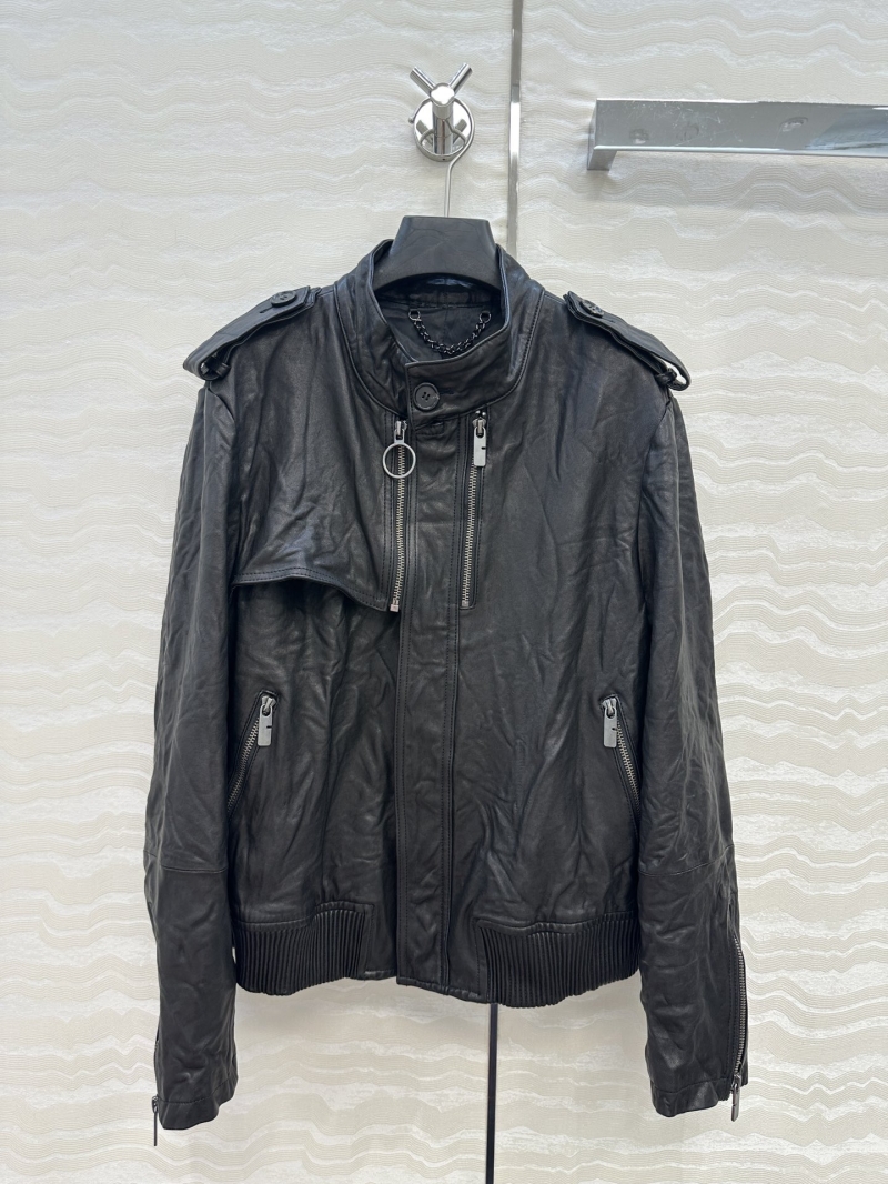 Burberry Exclusive Vintage-Inspired Biker Jacket in 100% Lambskin Leather