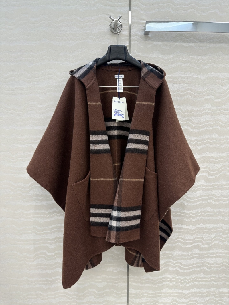 Burberry Scottish Check Double-Faced Cashmere Hooded Cape - Reversible Embroidered Equestrian Knight Design