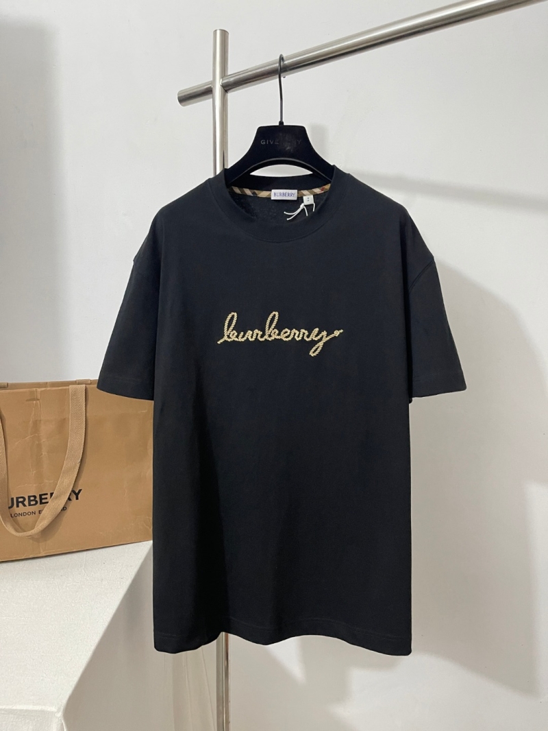 Burberry Black Embroidered T-Shirt | Signature Check Trim, Relaxed Fit, Limited Edition